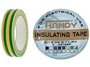 Ruban Isolant PVC Tracon Electric, 12mm x 6m, Vert/Jaune, 0.13mm