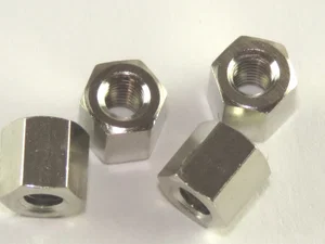 Hexagonal Spacer M3x5mm, Female-Female Thread, Nickel-Plated Brass
