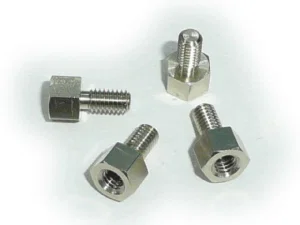 M4 Hexagonal Spacer, 5mm Height, Internal/External Thread, Nickel-Plated Brass