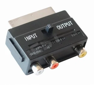 V49S 21-Pins SCART Stekker naar 3x RCA Stereo Audio Video Adapter met Schakelaar