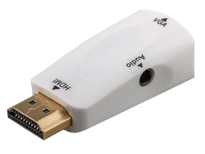 Adaptateur Convertisseur Div HDMI vers VGA avec Sortie Audio, Blanc